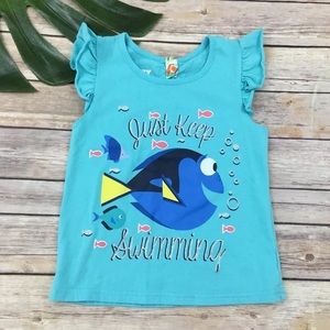 Finding Dory Girls Ruffle Trim Blue Top